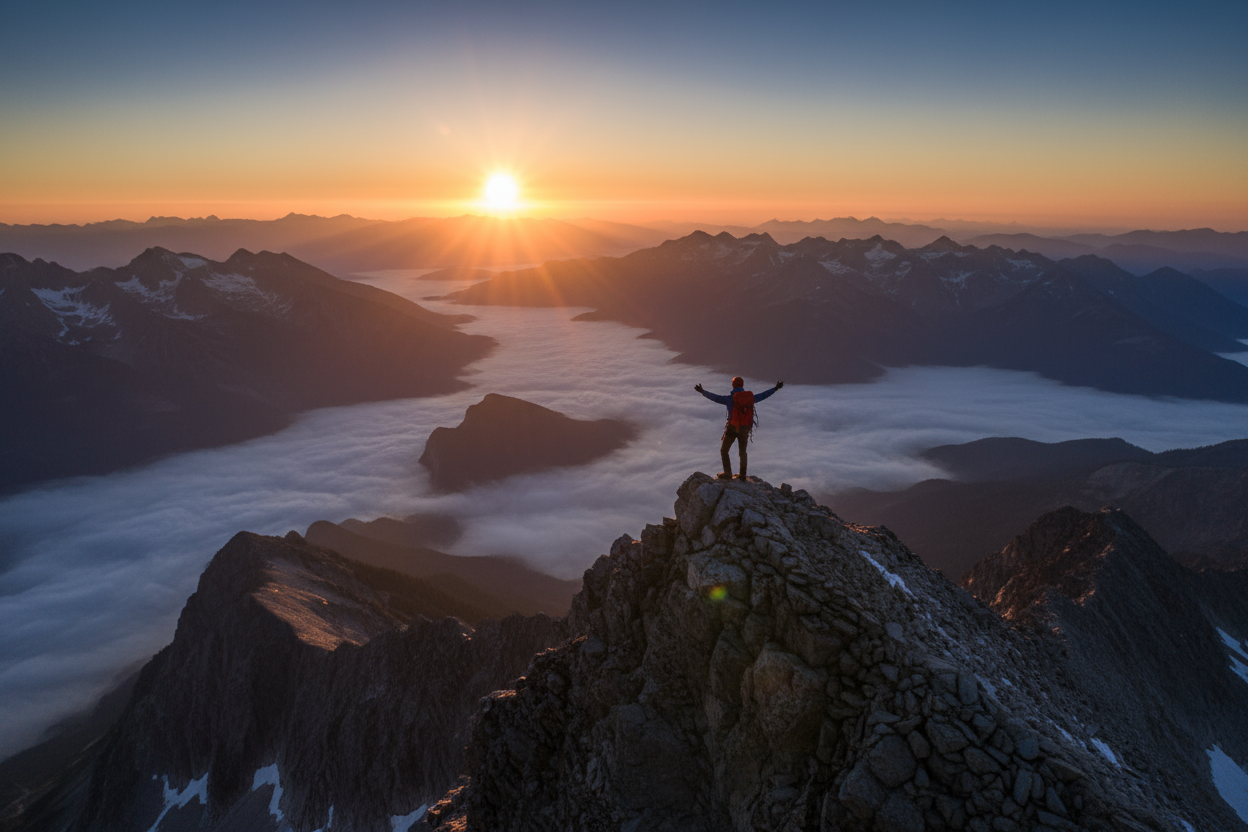 gerar imagem de imagem de montanha, superção, inspiração